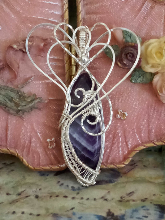 Chevron Amethyst Wire Wrapped Pendant