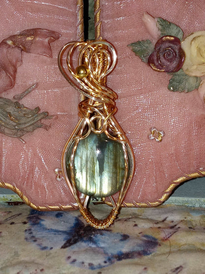 Green and Gold Labradorite Pendant