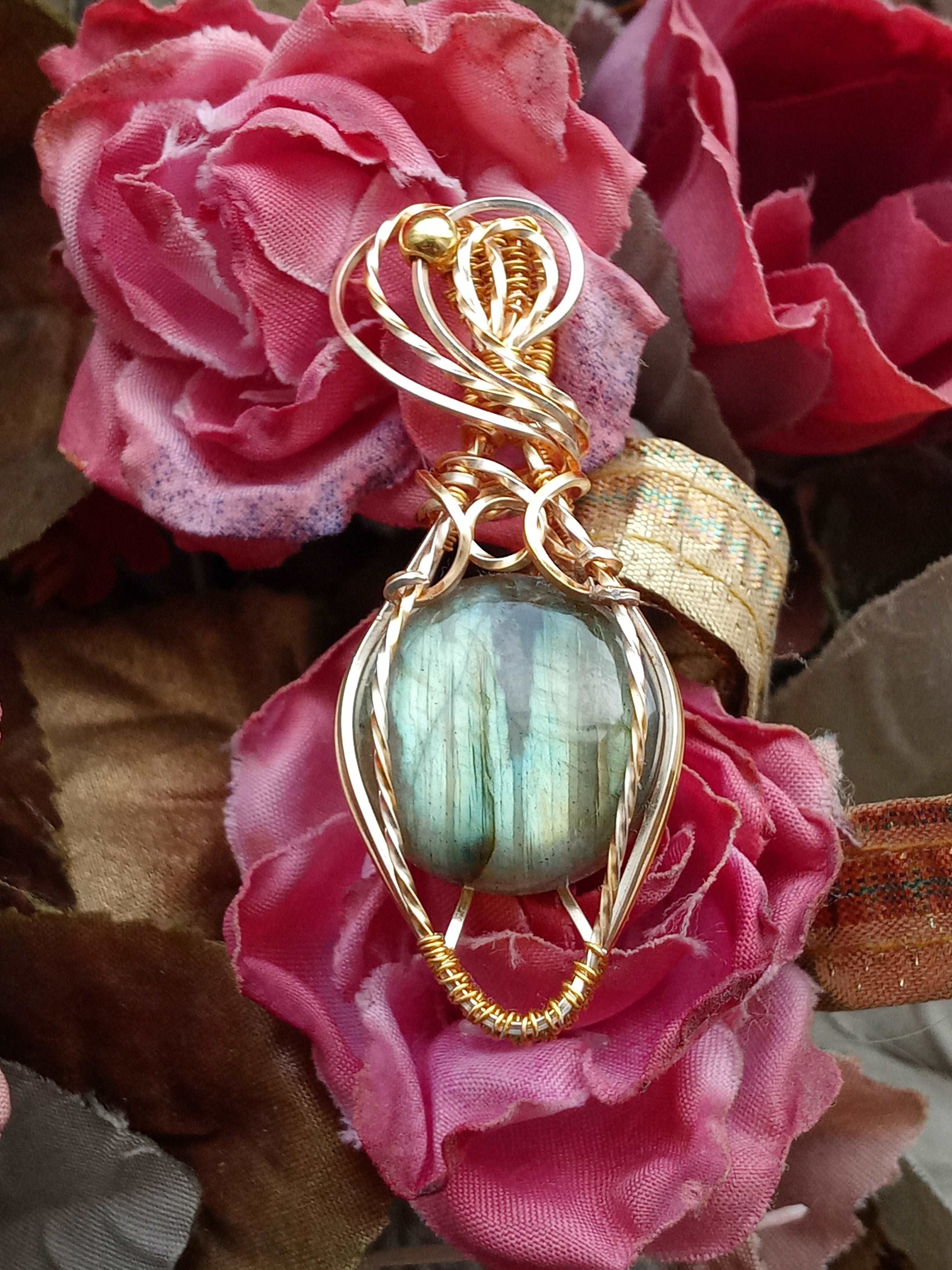 Green and Gold Labradorite Pendant