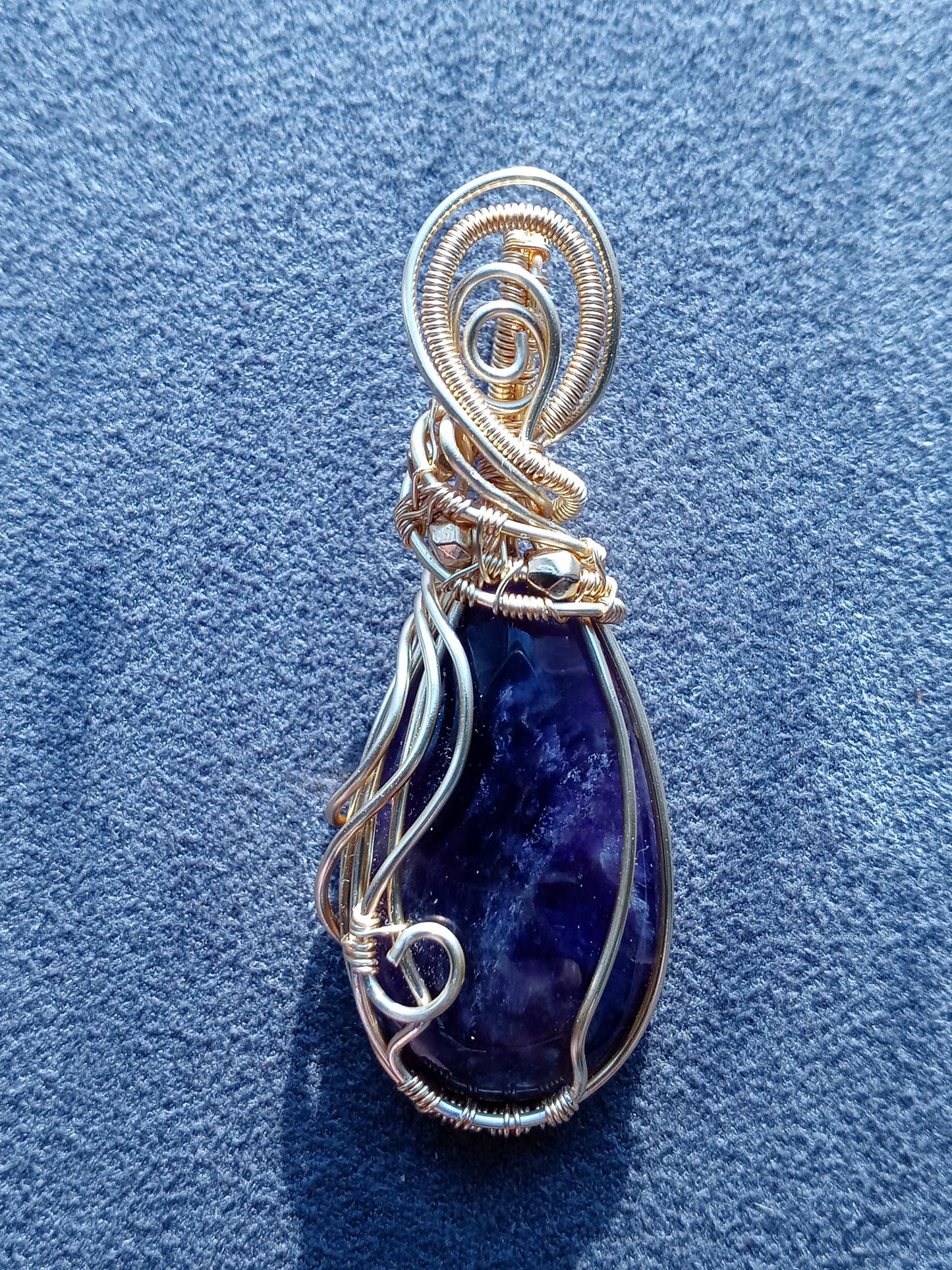 Amethyst and Gold Wire Wrapped Pendant