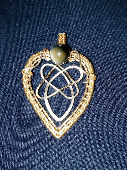 Golden Tigereye and Wire Wrap Pendant