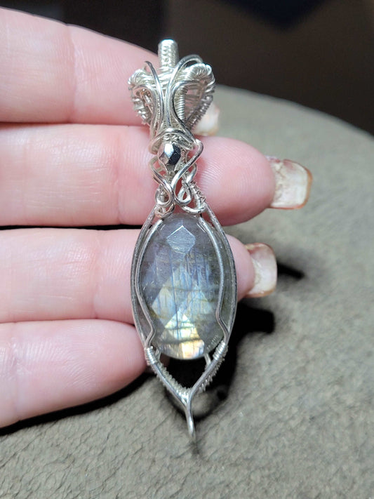 Faceted Labradorite With Silver WireWrap