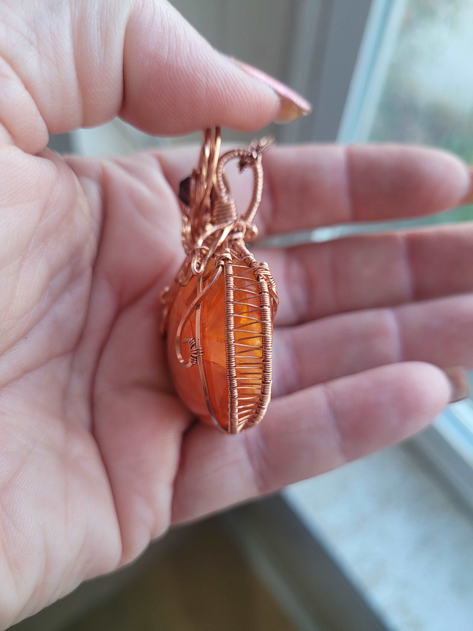 Carnelian Wire-Wrapped Pumpkin