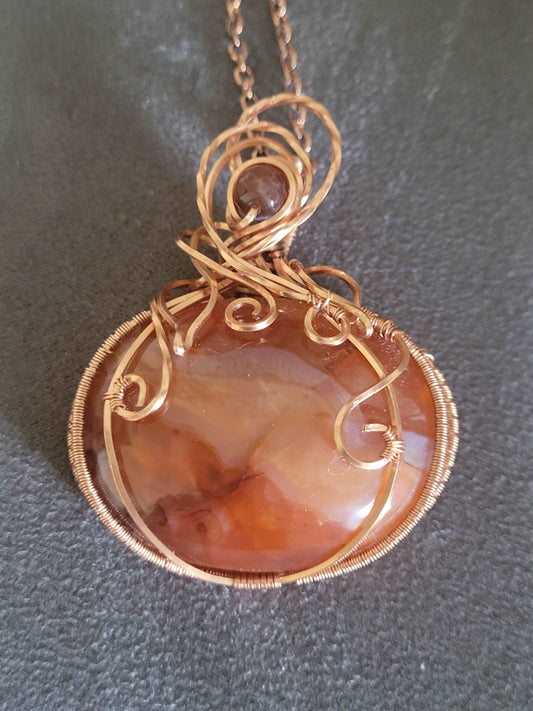 Carnelian Wire-Wrapped Pumpkin