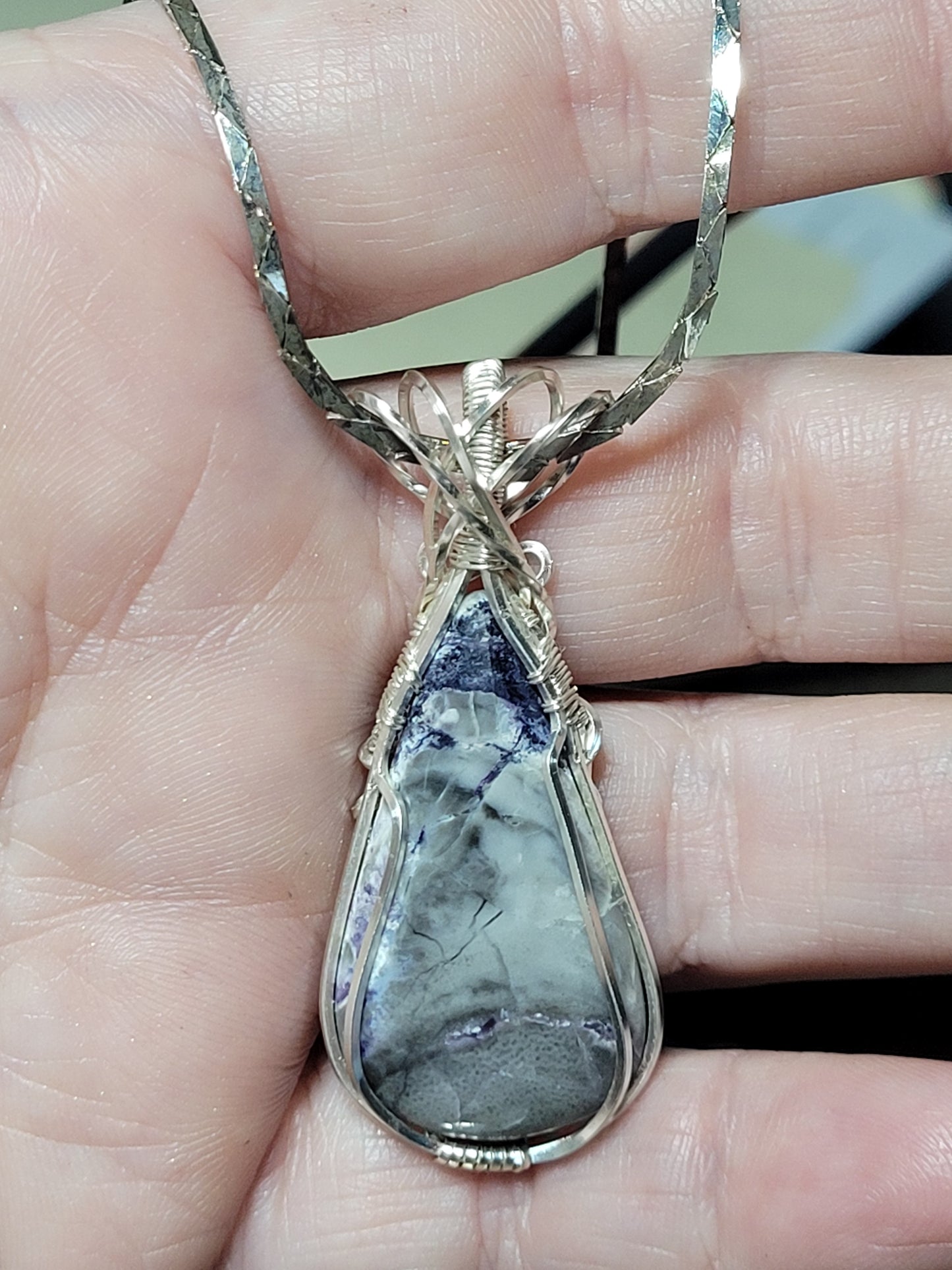 Small Teardrop Tiffany Stone Pendant